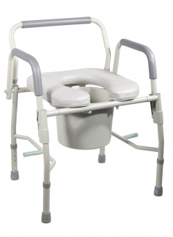 Deluxe Steel Drop-Arm Commode with Padded Seat
